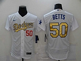 Dodgers 50 Mookie Betts White Gold 2020 Nike Flexbase Jersey,baseball caps,new era cap wholesale,wholesale hats